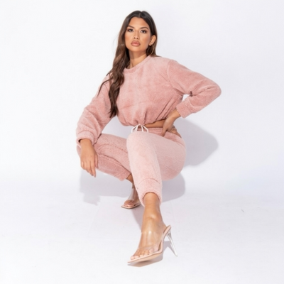 Blush Teddy Lounge Set | Cozy 2-Piece Outfit