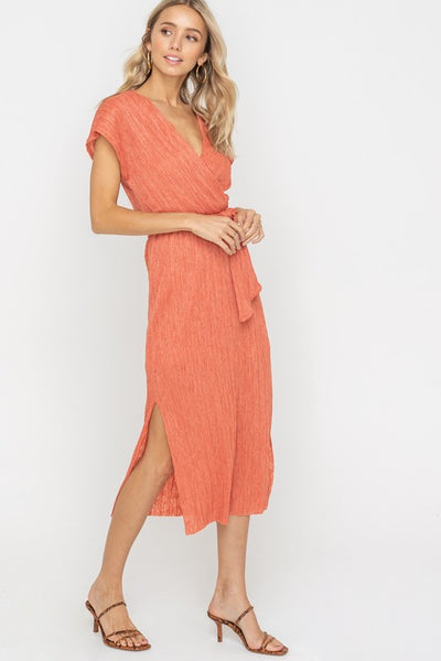 Ginger Spice Wrap Style Belted Midi Dress