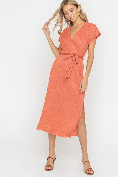 Ginger Spice Wrap Style Belted Midi Dress